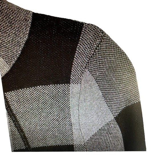 Adrienne Vittadini Black & Gray Plaid Sweater Coat Size Small - Picture 8 of 9